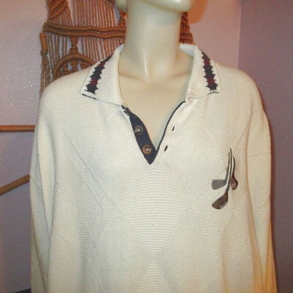 Vtg Cypress Links Men's Knit Golf Sweater Size XXL Textured Embroidered Dad USA - Picture 2 of 12